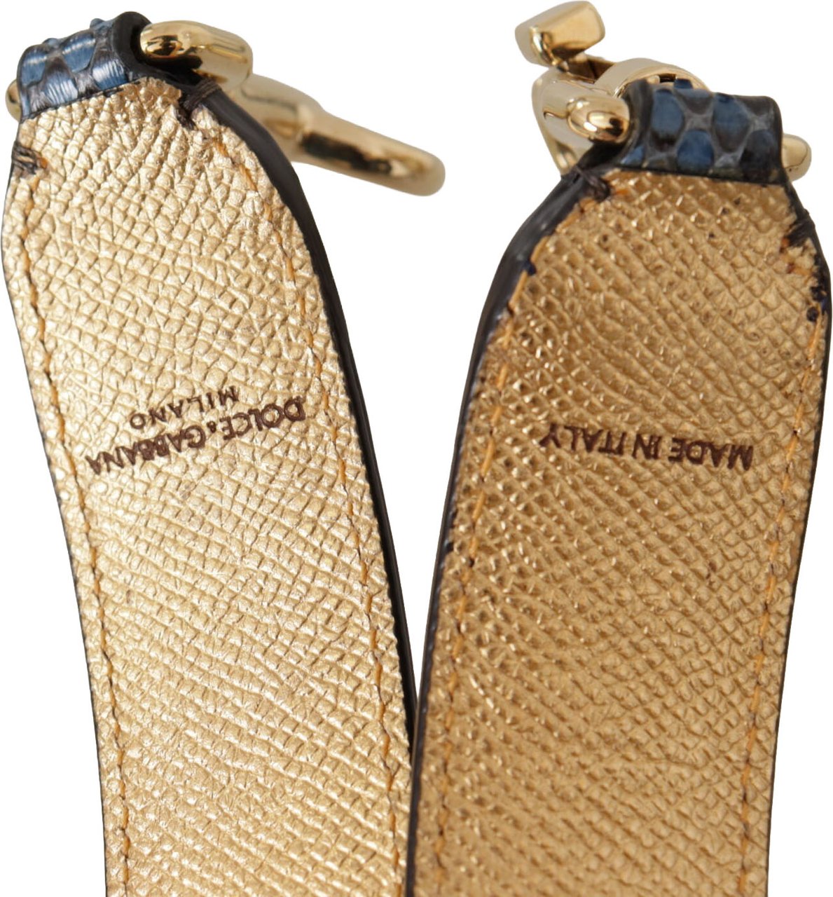Dolce & Gabbana Blue Exotic Leather Crystals Shoulder Strap Blauw