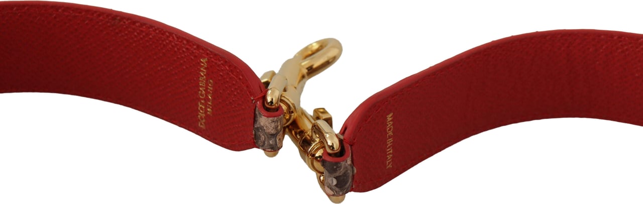 Dolce & Gabbana Brown Python Leather Crystals Shoulder Strap Bruin