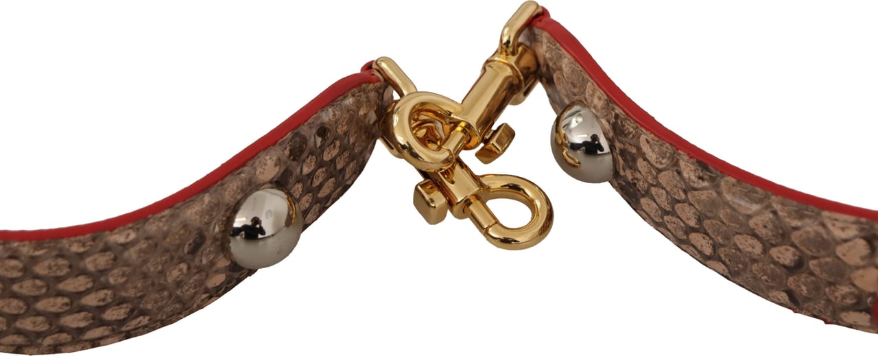 Dolce & Gabbana Brown Python Leather Crystals Shoulder Strap Bruin