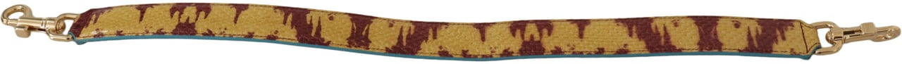 Dolce & Gabbana Yellow Red Leather Gold Tone Shoulder Strap Geel