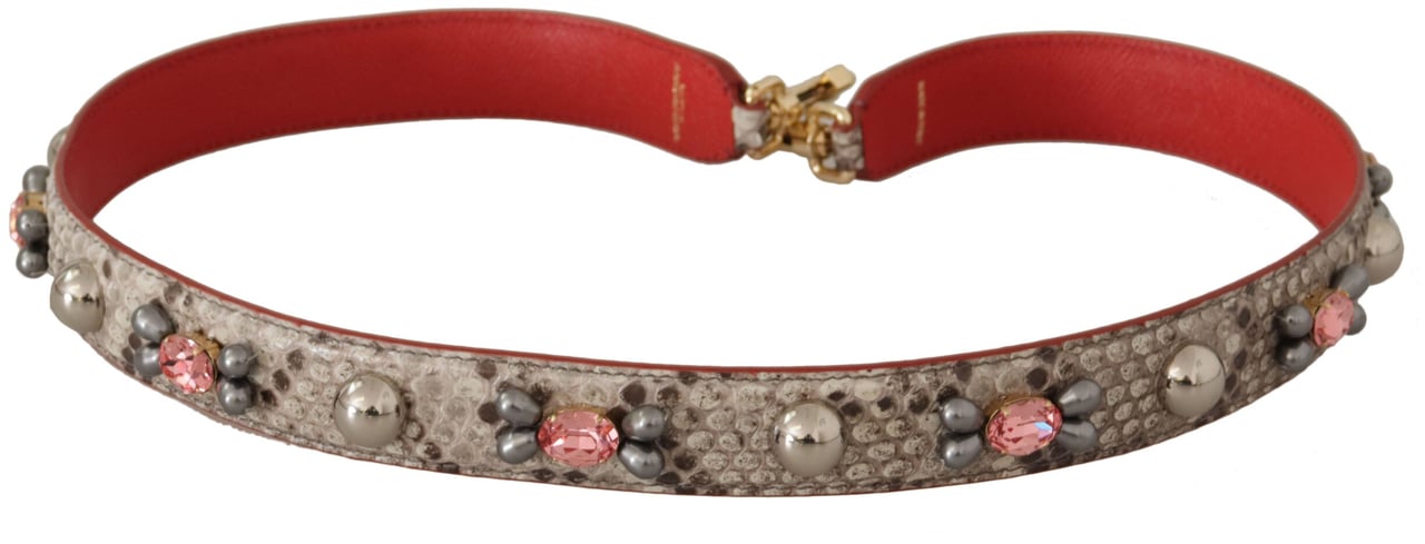 Dolce & Gabbana Beige Exotic Leather Studded Shoulder Strap Beige