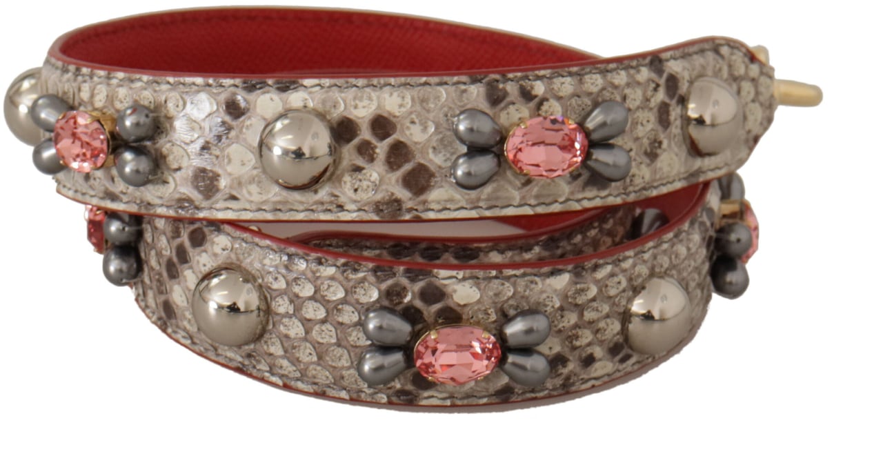 Dolce & Gabbana Beige Exotic Leather Studded Shoulder Strap Beige