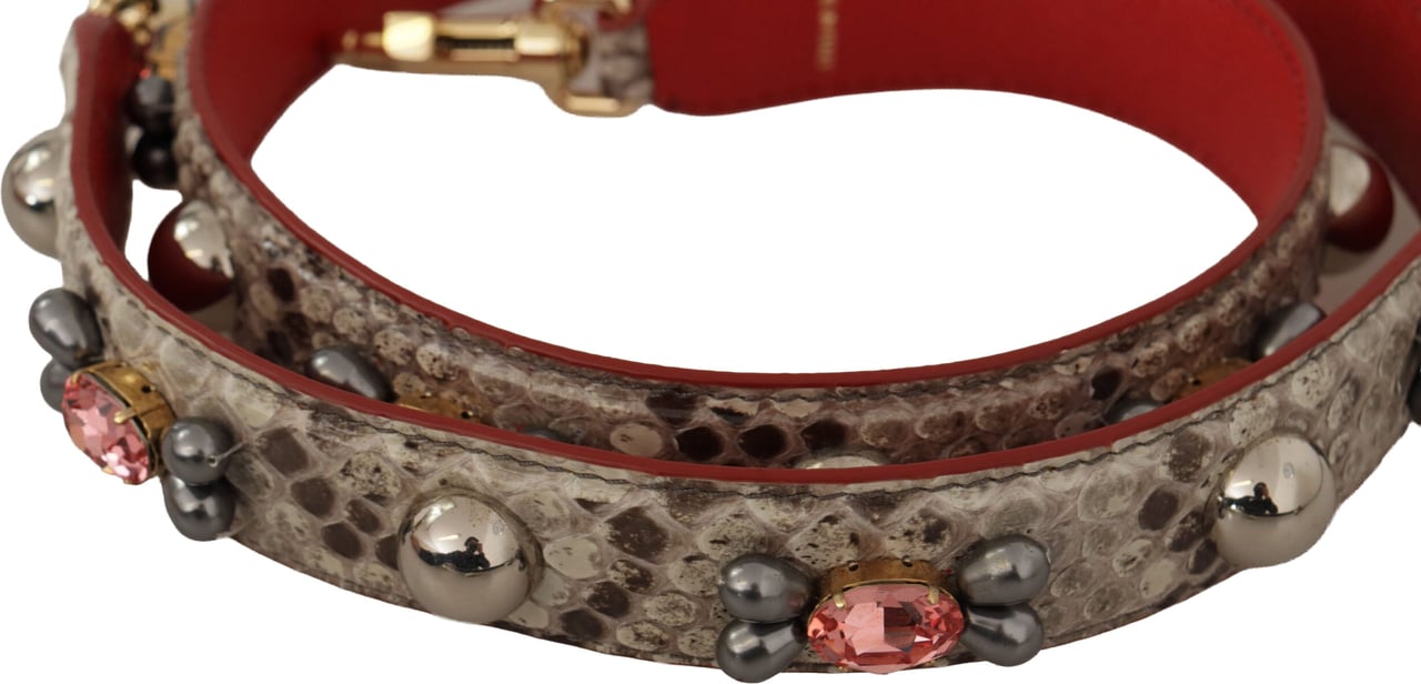 Dolce & Gabbana Beige Exotic Leather Studded Shoulder Strap Beige