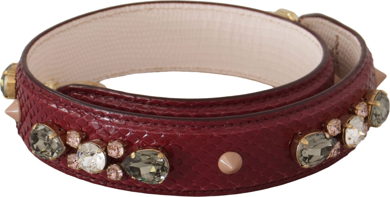 Dolce & Gabbana Bordeaux Leather Crystals Bag Shoulder Strap Maroon