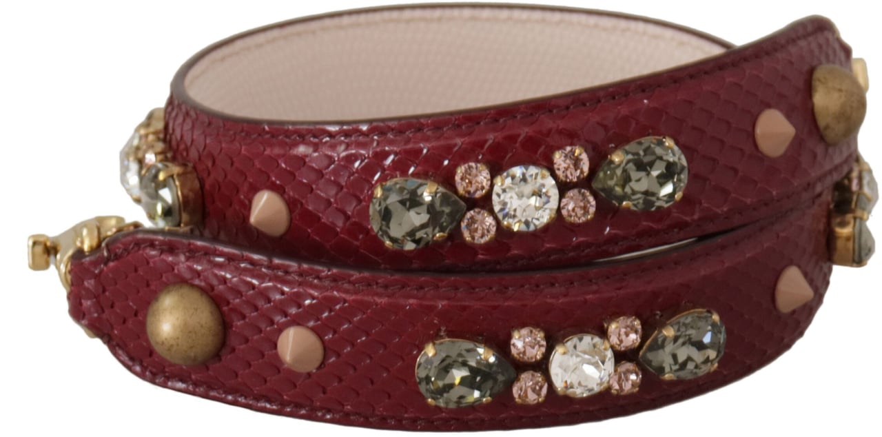 Dolce & Gabbana Bordeaux Leather Crystals Bag Shoulder Strap Maroon