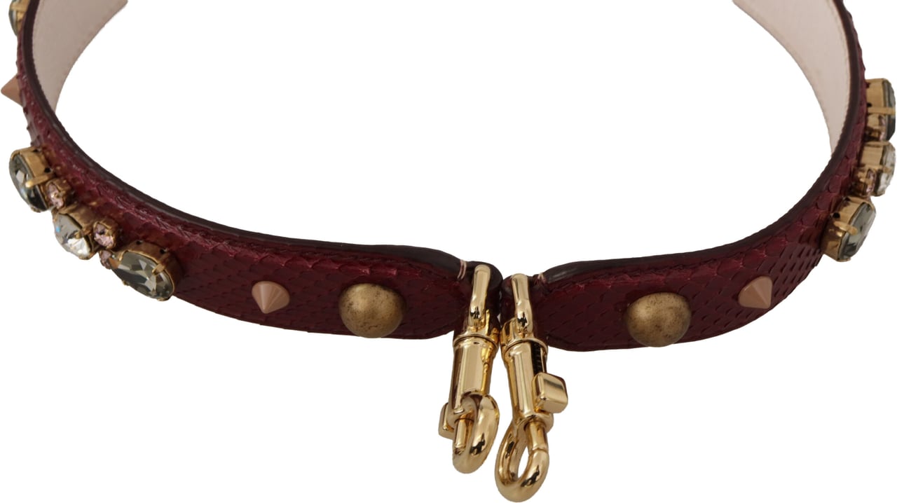 Dolce & Gabbana Bordeaux Leather Crystals Bag Shoulder Strap Maroon