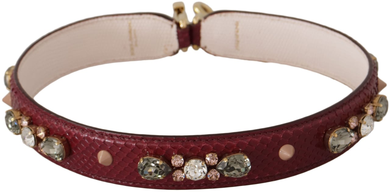 Dolce & Gabbana Bordeaux Leather Crystals Bag Shoulder Strap Maroon