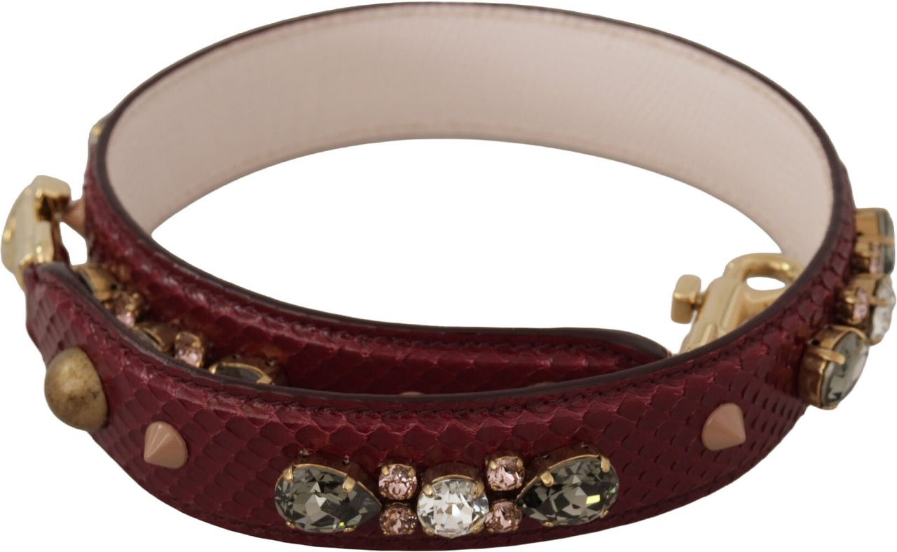 Dolce & Gabbana Bordeaux Leather Crystals Bag Shoulder Strap Maroon