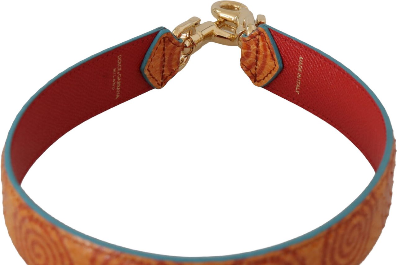 Dolce & Gabbana Orange Leather Swirl Print Bag Shoulder Strap Oranje