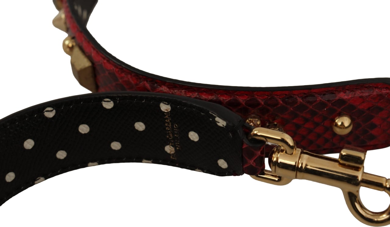 Dolce & Gabbana Red Python Leather Crystals Reversible Shoulder Strap Rood