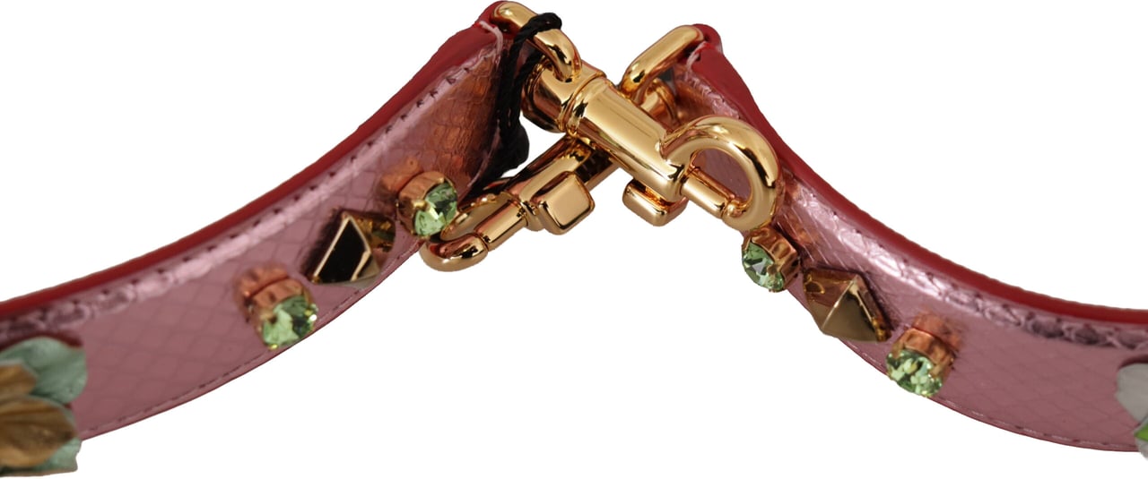Dolce & Gabbana Metallic Pink Leather Studded Shoulder Strap Roze