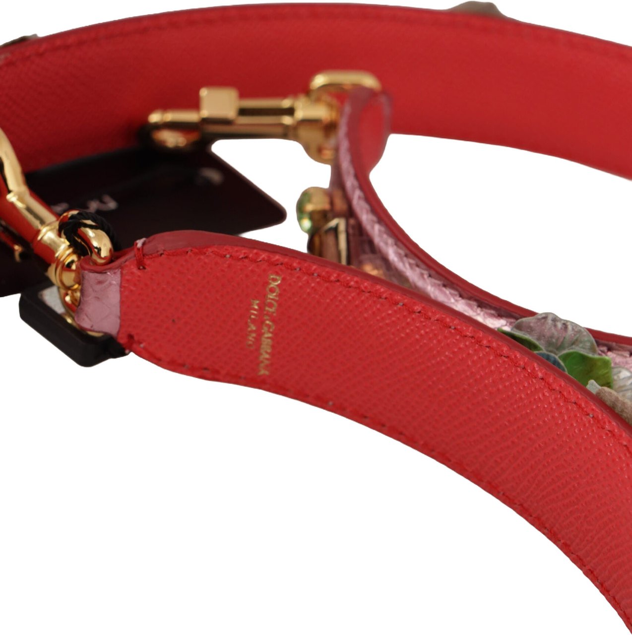 Dolce & Gabbana Metallic Pink Leather Studded Shoulder Strap Roze