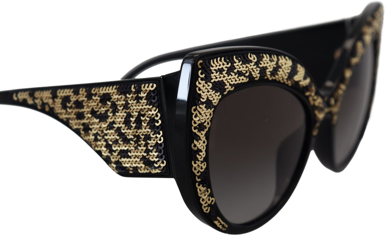 Dolce & Gabbana Black Gold Sequin Butterfly Polarized DG4326 Sunglasses Goud