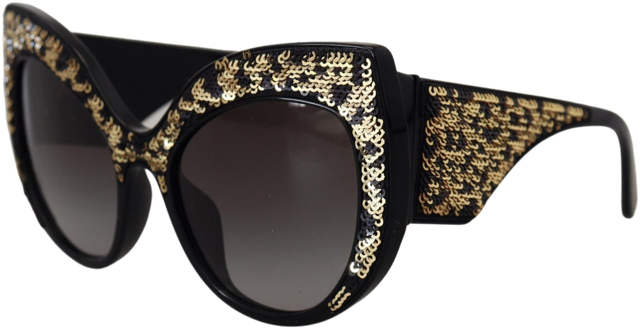 Dolce & Gabbana Black Gold Sequin Butterfly Polarized DG4326 Sunglasses Goud