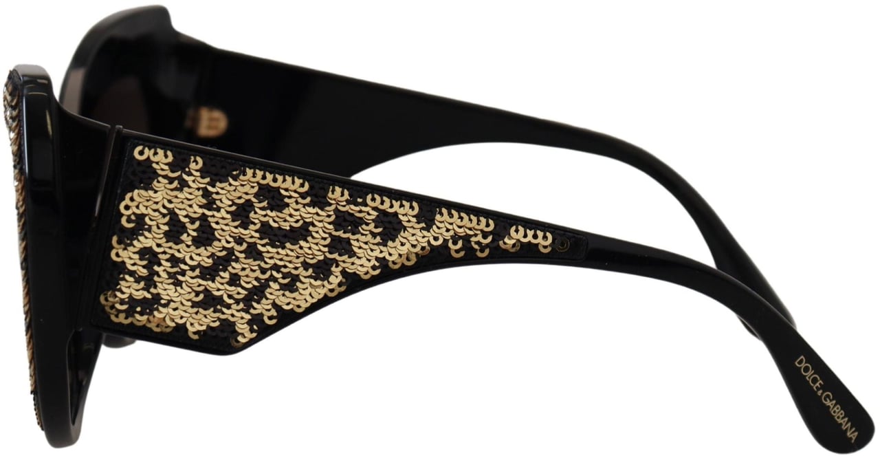 Dolce & Gabbana Black Gold Sequin Butterfly Polarized DG4326 Sunglasses Goud