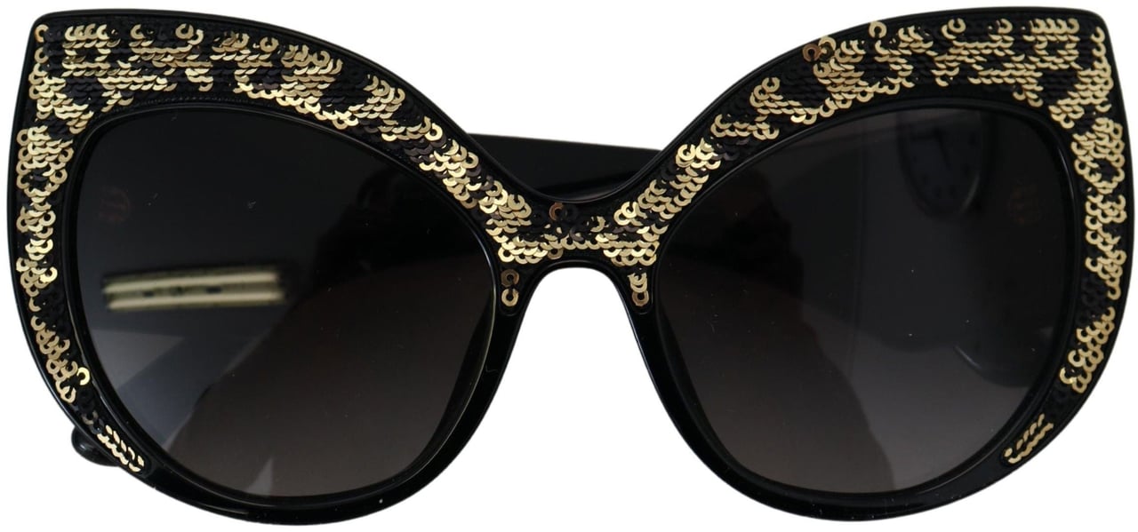 Dolce & Gabbana Black Gold Sequin Butterfly Polarized DG4326 Sunglasses Goud