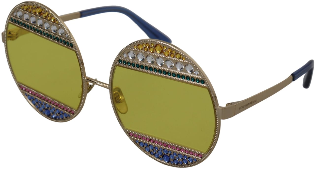 Dolce & Gabbana Gold Oval Metal Crystals Shades DG2209B Sunglasses Goud