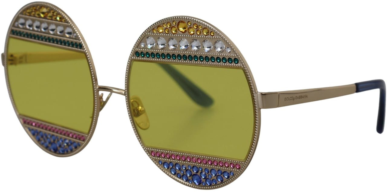 Dolce & Gabbana Gold Oval Metal Crystals Shades DG2209B Sunglasses Goud