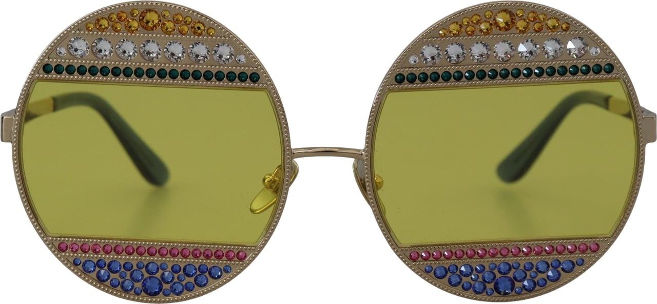 Dolce & Gabbana Gold Oval Metal Crystals Shades DG2209B Sunglasses Goud