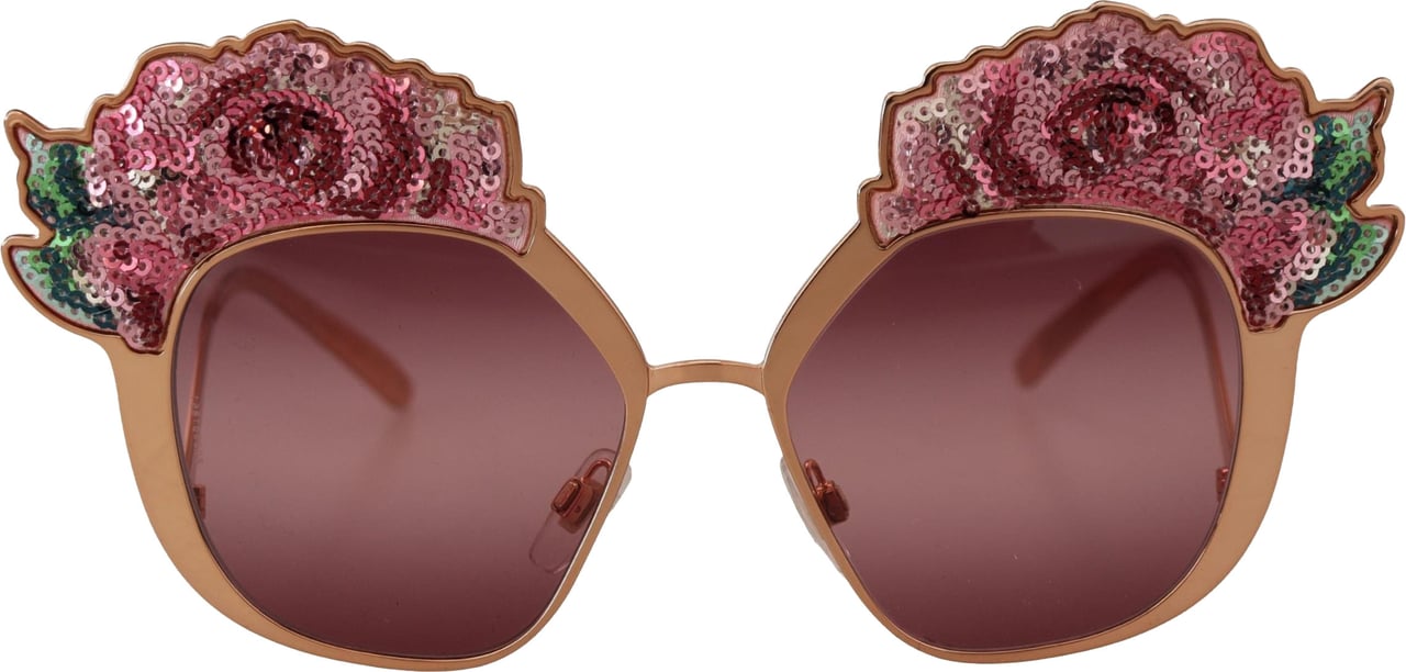 Dolce & Gabbana Pink Gold Rose Sequin Embroidery DG2202 Sunglasses Goud