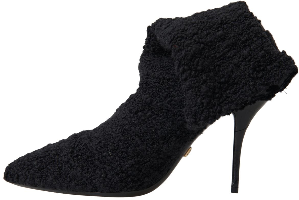 Dolce & Gabbana Black Stiletto Heels Mid Calf Boots Zwart