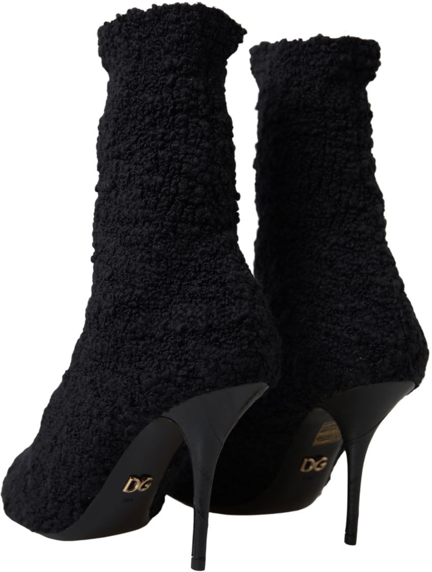 Dolce & Gabbana Black Stiletto Heels Mid Calf Boots Zwart