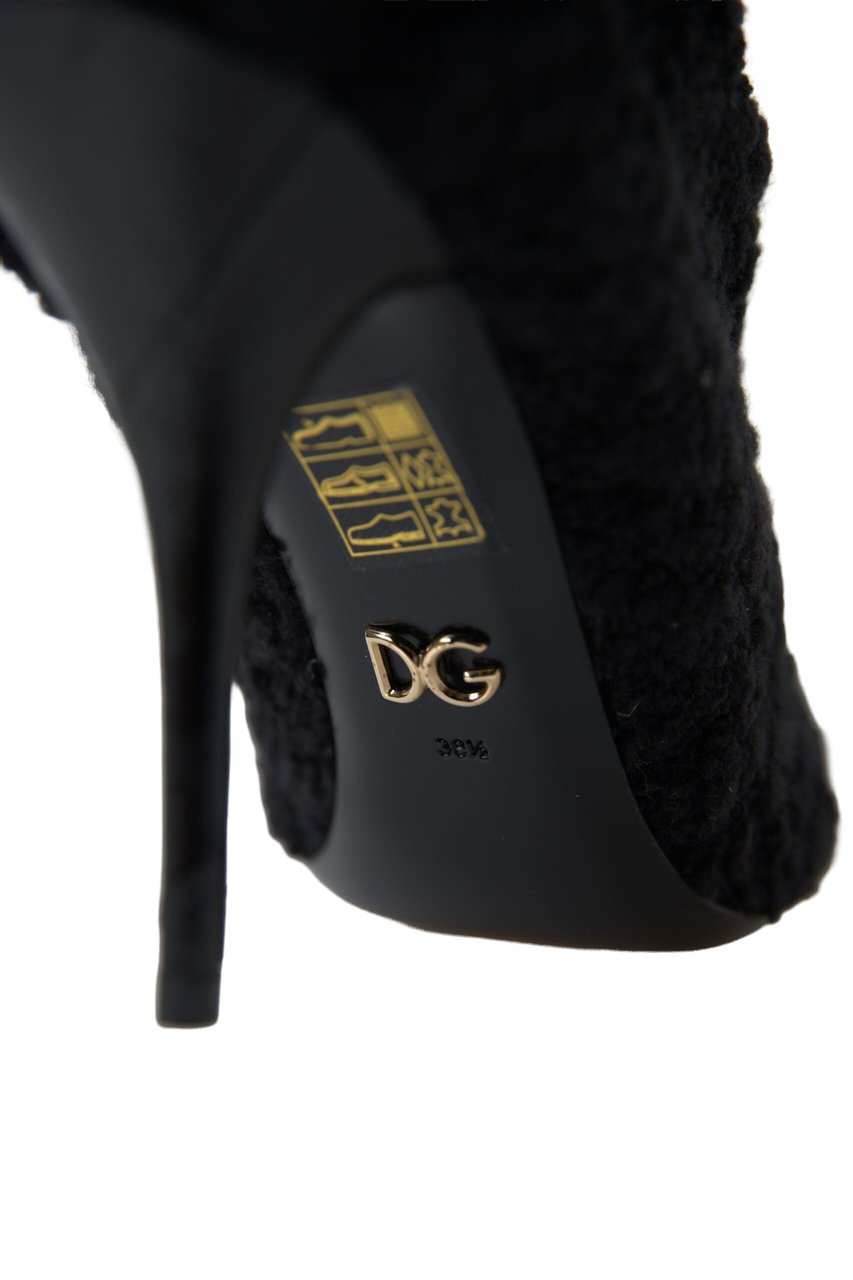 Dolce & Gabbana Black Stiletto Heels Mid Calf Boots Zwart