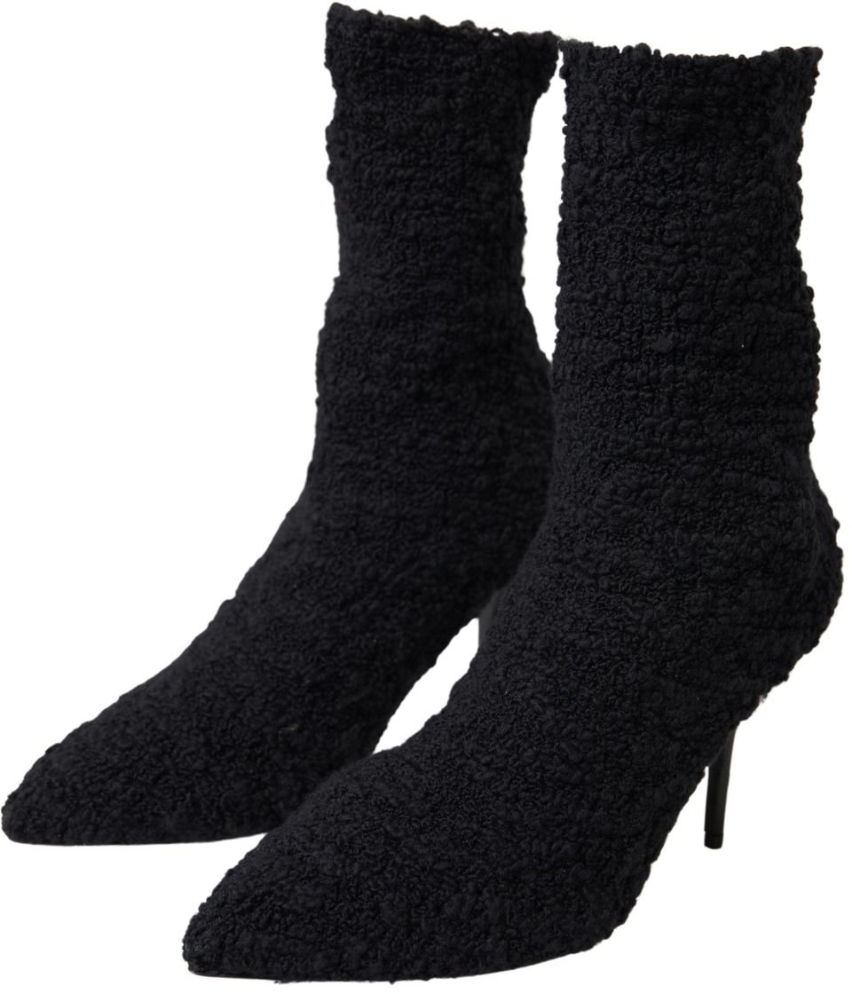 Dolce & Gabbana Black Stiletto Heels Mid Calf Boots Zwart