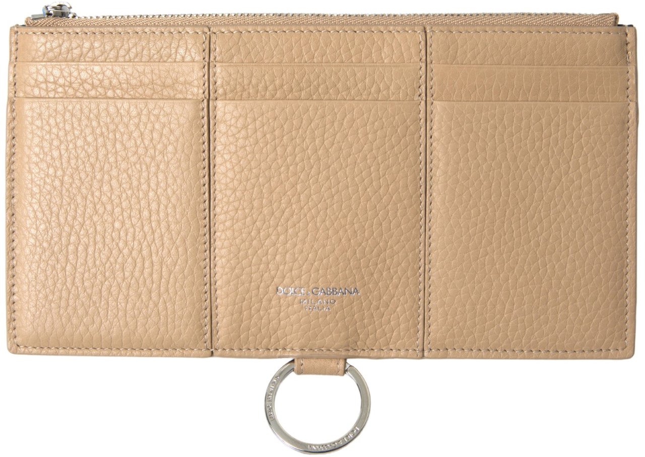 Dolce & Gabbana Beige Leather Shoulder Cardholder Shoulder Strap Wallet Beige