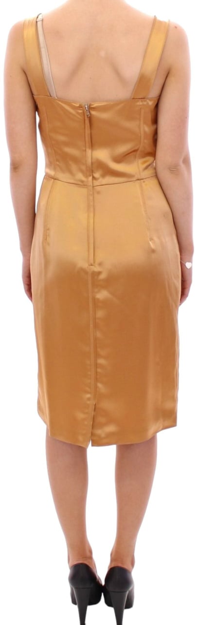 Dolce & Gabbana Bronze silk sheath dress Metallic