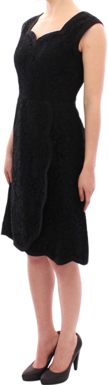 Dolce & Gabbana Black floral lace sicily runway dress Zwart