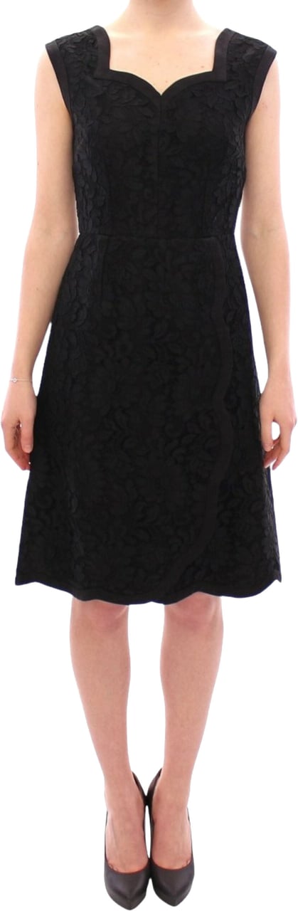 Dolce & Gabbana Black floral lace sicily runway dress Zwart