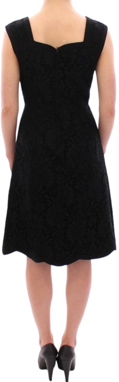 Dolce & Gabbana Black floral lace sicily runway dress Zwart