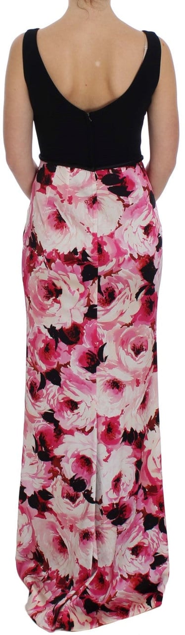 Dolce & Gabbana Pink Floral Print Long Maxi Sheath Dress Divers