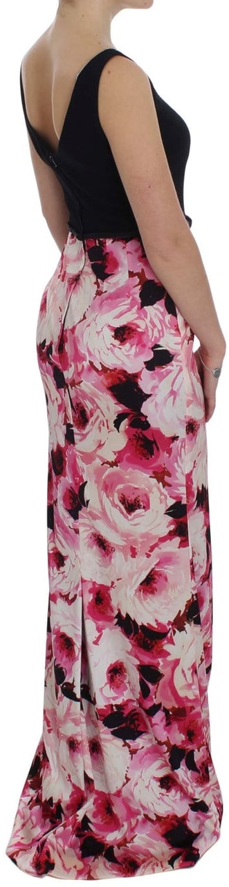 Dolce & Gabbana Pink Floral Print Long Maxi Sheath Dress Divers