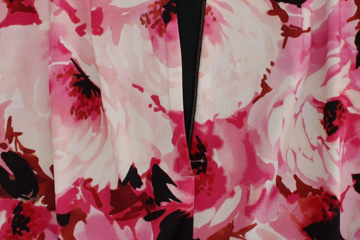 Dolce & Gabbana Pink Floral Print Long Maxi Sheath Dress Divers