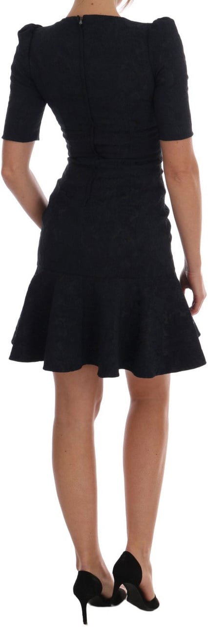 Dolce & Gabbana Black Blue Flare Mini Dress Zwart