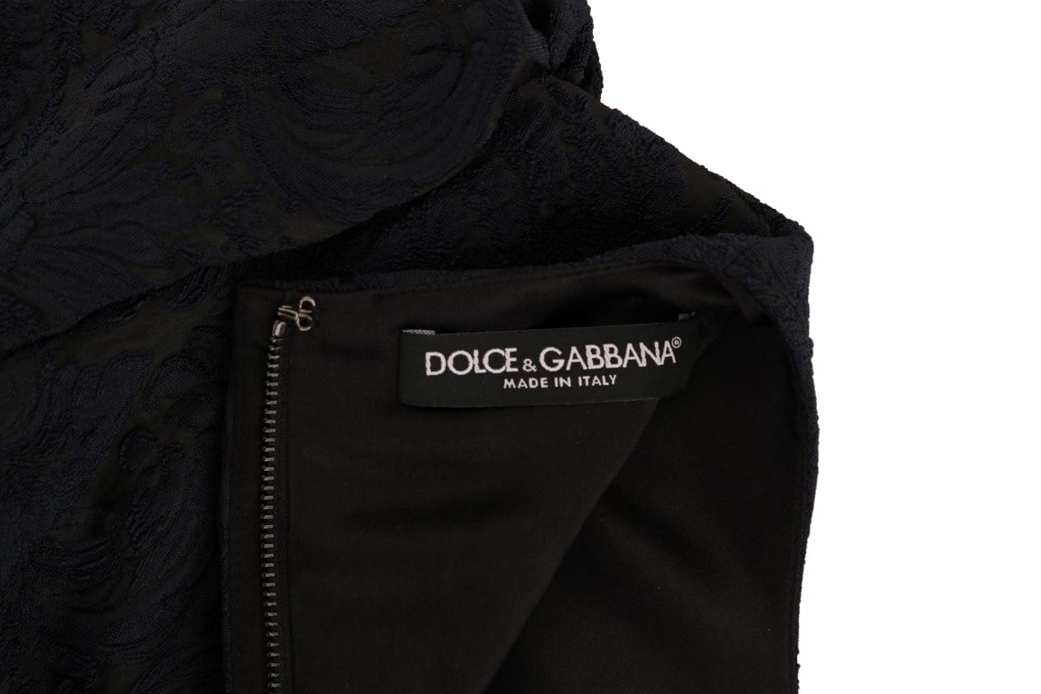 Dolce & Gabbana Black Blue Flare Mini Dress Zwart