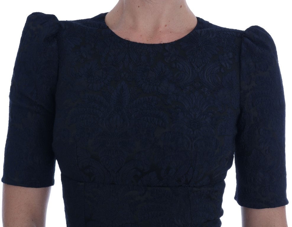 Dolce & Gabbana Black Blue Flare Mini Dress Zwart