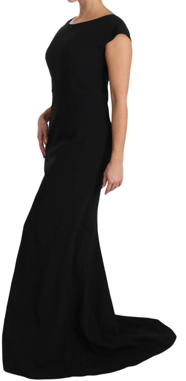Dolce & Gabbana Black Stretch Fit Flare Gown Maxi Zwart