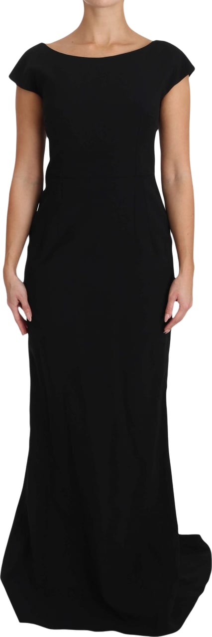 Dolce & Gabbana Black Stretch Fit Flare Gown Maxi Zwart