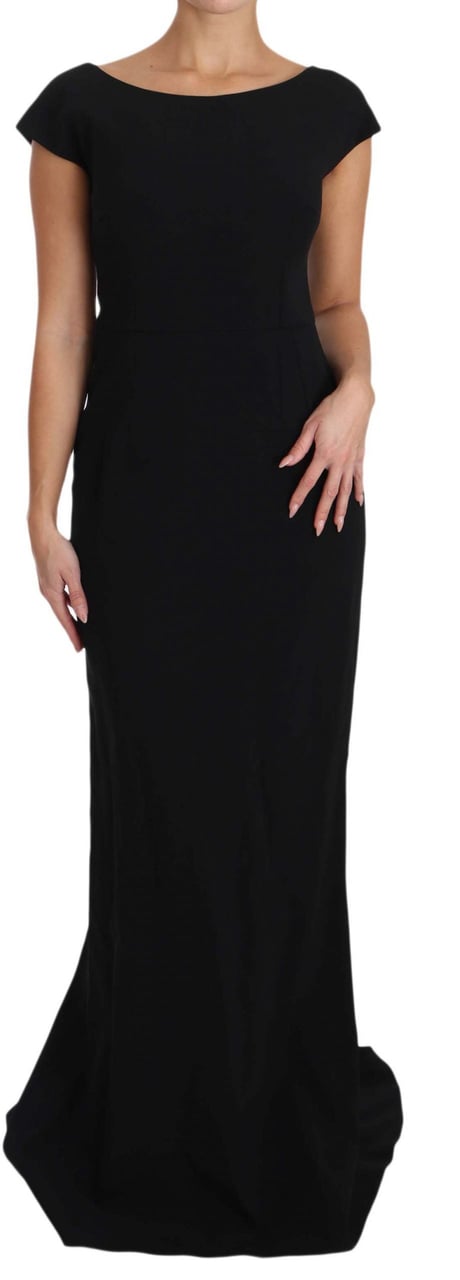 Dolce & Gabbana Black Stretch Fit Flare Gown Maxi Zwart
