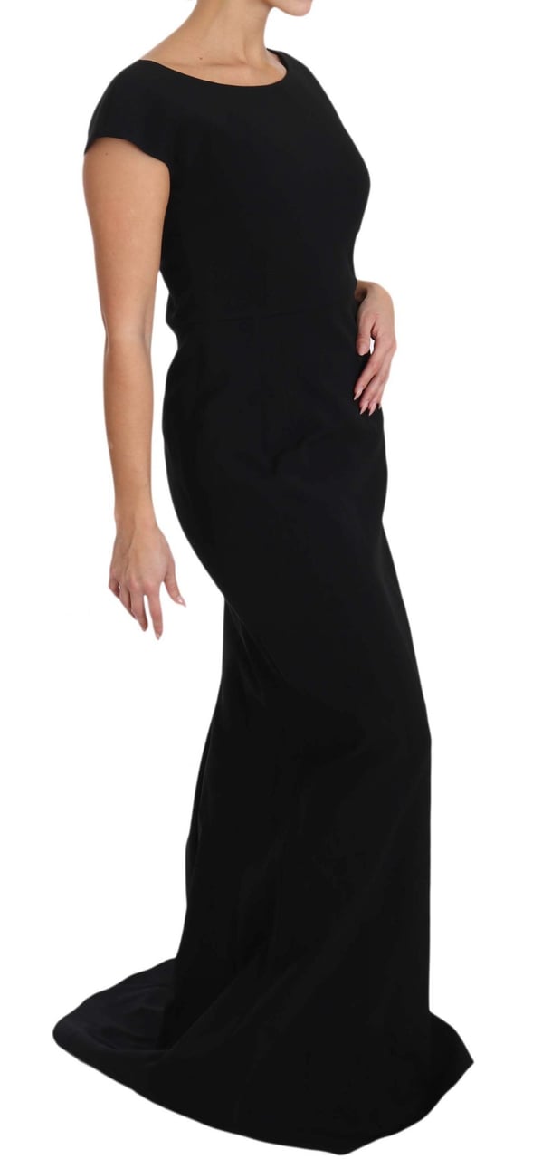 Dolce & Gabbana Black Stretch Fit Flare Gown Maxi Zwart