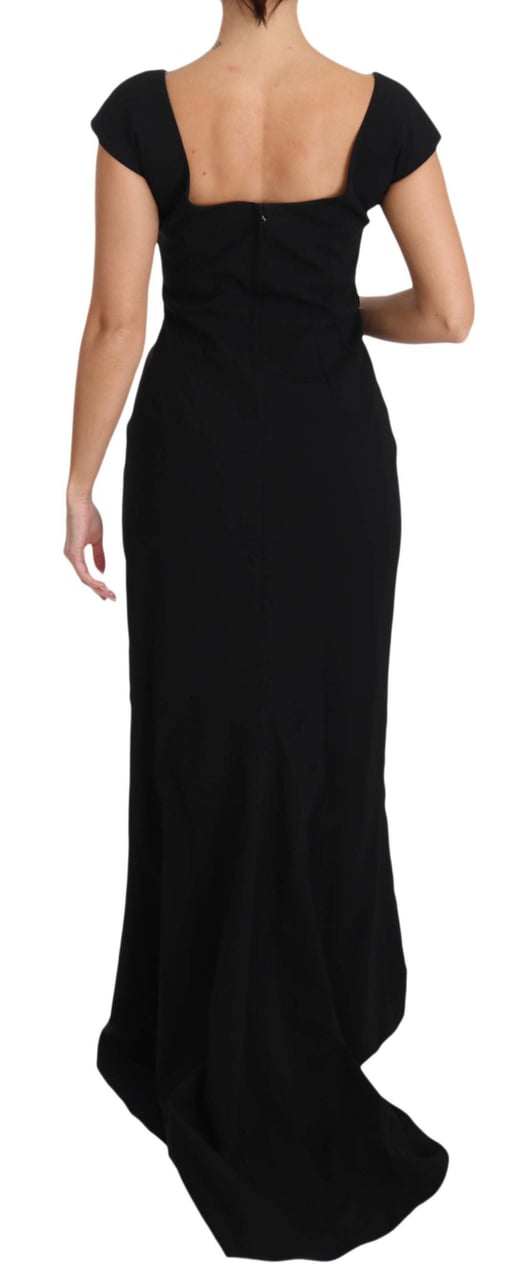 Dolce & Gabbana Black Stretch Fit Flare Gown Maxi Zwart