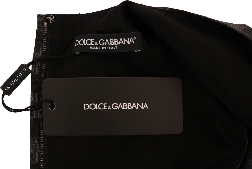Dolce & Gabbana Gray Polka Dotted Wool Stretch Dress Grijs