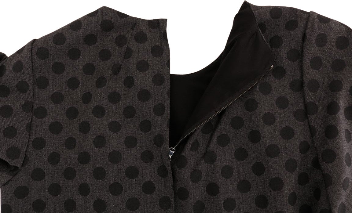 Dolce & Gabbana Gray Polka Dotted Wool Stretch Dress Grijs