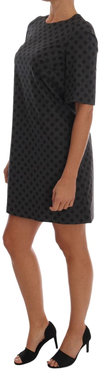 Dolce & Gabbana Gray Polka Dotted Wool Stretch Dress Grijs