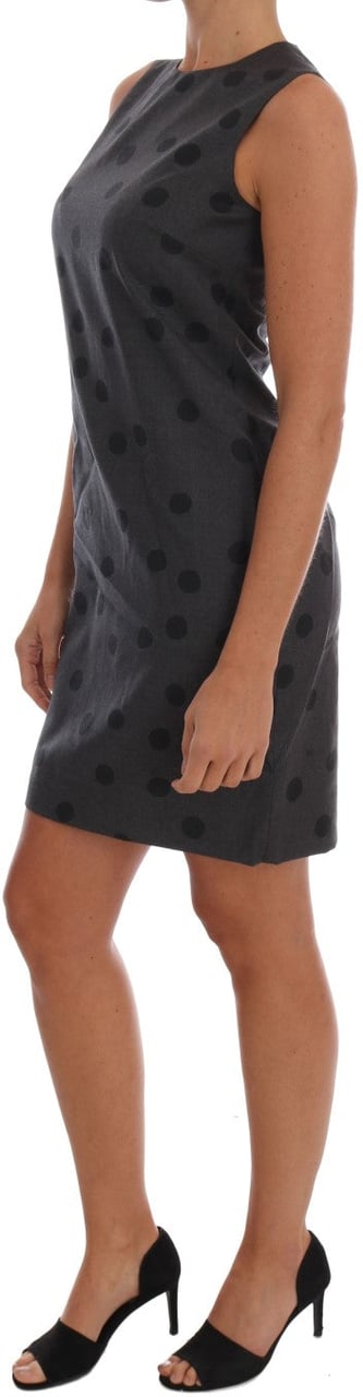 Dolce & Gabbana Gray Polka Dotted Sheath Wool Dress Grijs