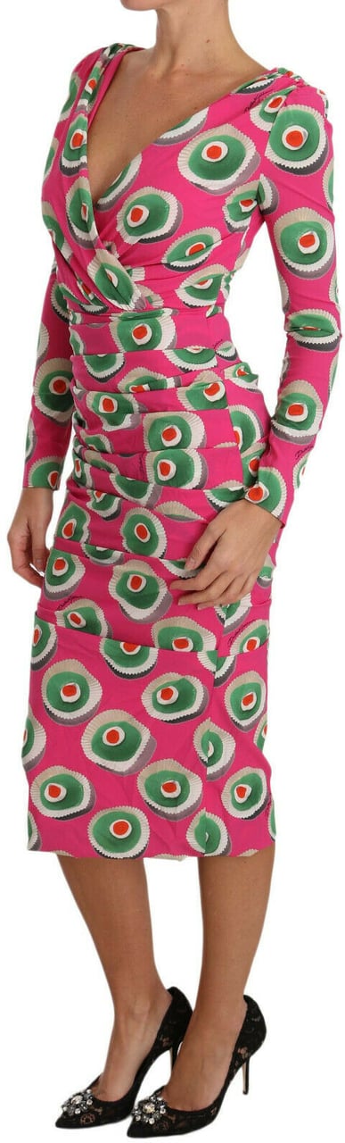 Dolce & Gabbana Pink Silk Cup Cake Sheath Stretch Dress Roze