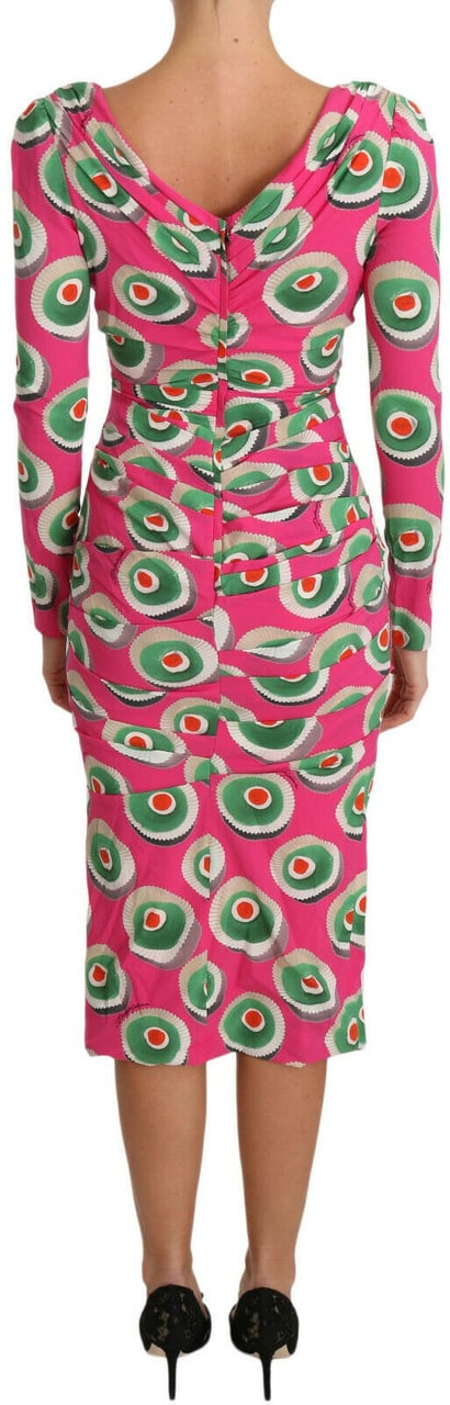 Dolce & Gabbana Pink Silk Cup Cake Sheath Stretch Dress Roze